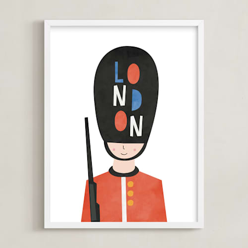 This is a royal red kids wall art with standard by Nazia Hyder called royal guard