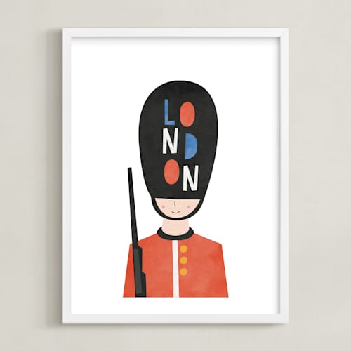 This is a royal red kids wall art with standard by Nazia Hyder called royal guard