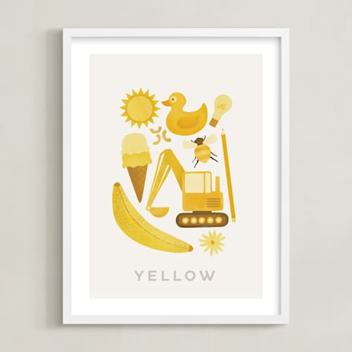This is a yellow kids wall art with standard by Ana Peake called ten yellow things