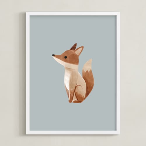 This is a blue kids wall art with standard by Vivian Yiwing called baby fox