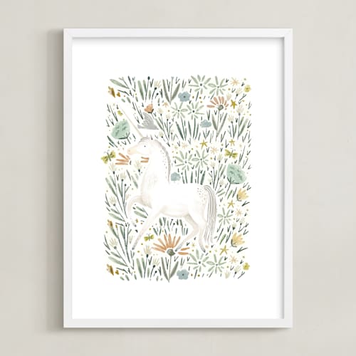 This is a evergreen kids wall art with standard by Hannah Williams called unicorn forest