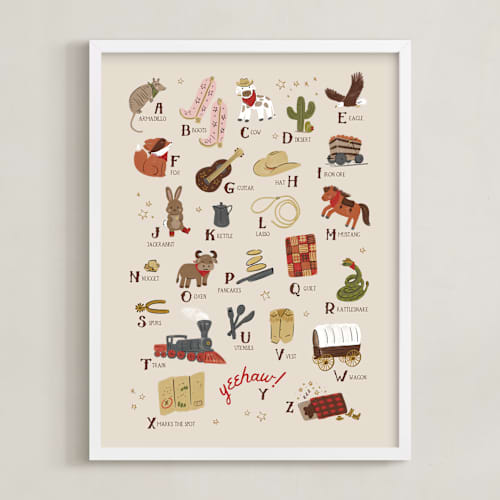 This is a barn kids wall art with standard by Jenna Holcomb called wild west alphabet