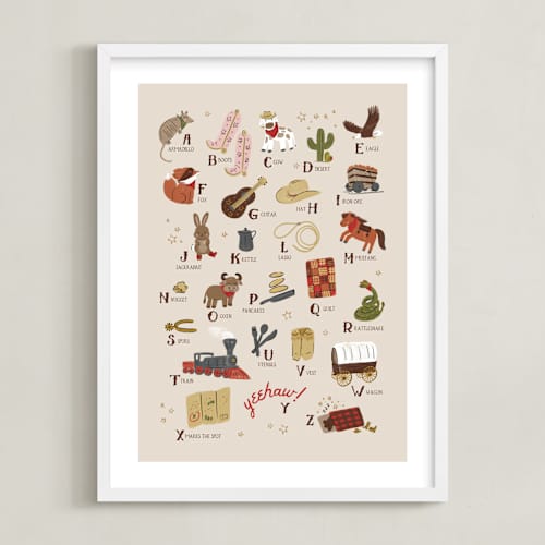 This is a barn kids wall art with standard by Jenna Holcomb called wild west alphabet