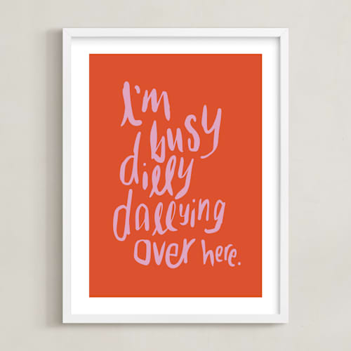 This is a tangerine kids wall art with standard by Inkblot Design called dillydally all day