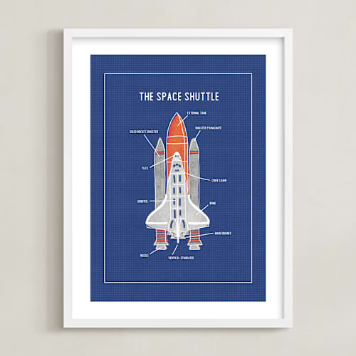 This is a blueprint kids wall art with standard by Meggy Masters called the space shuttle