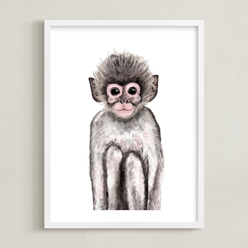 This is a wood smoke art with standard by Cass Loh called baby animal monkey