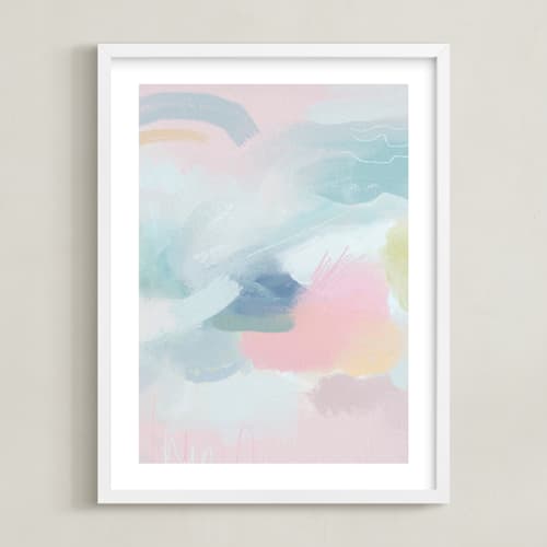 This is a soft pink art with standard by Lindsay Kelly Art called rainbows and sunshine