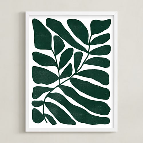 This is a hunter green art with standard by Kelly Watkins called loopy leaves i