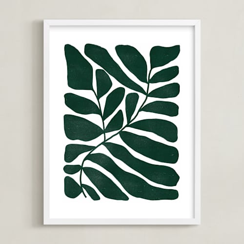 This is a hunter green art with standard by Kelly Watkins called loopy leaves i