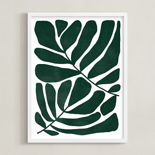This is a hunter green art with standard by Kelly Watkins called loopy leaves ii