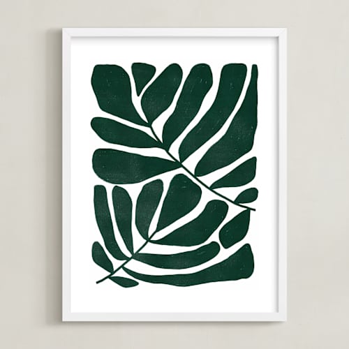 This is a hunter green art with standard by Kelly Watkins called loopy leaves ii