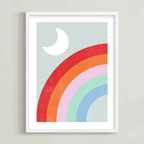 This is a moonlight art with standard by Emanuela Carratoni called double rainbow with moon and sun iii