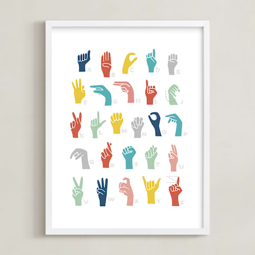 This is a rainbow art with standard by Jessie Steury called american sign language abcs