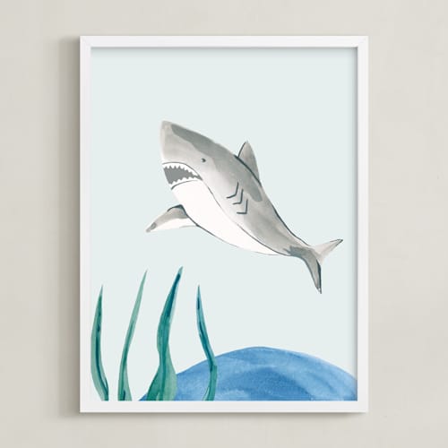 This is a shark art with standard by Teju Reval called ocean friends ii