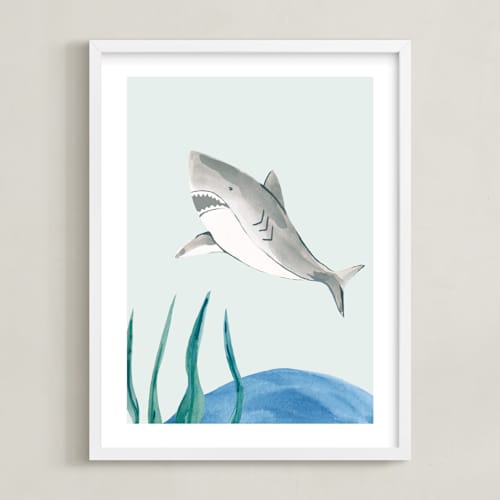 This is a shark art with standard by Teju Reval called ocean friends ii