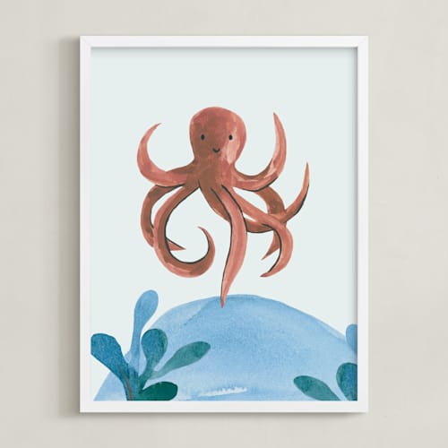 This is a octopus art with standard by Teju Reval called ocean friends iv