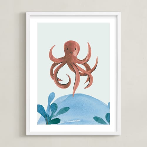 This is a octopus art with standard by Teju Reval called ocean friends iv