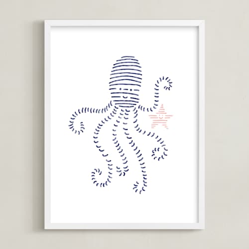 This is a ocean blue art with standard by Jayne Alfieri called lined animals i