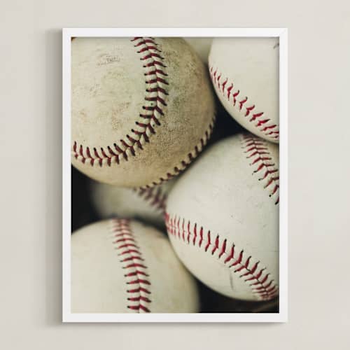 This is a beige art with standard by Helen Makadia called baseball 2