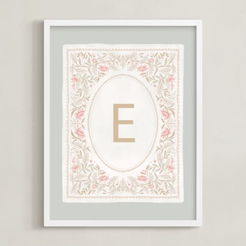 This is a sage nursery wall art with standard by Kristen Smith called modern monogram