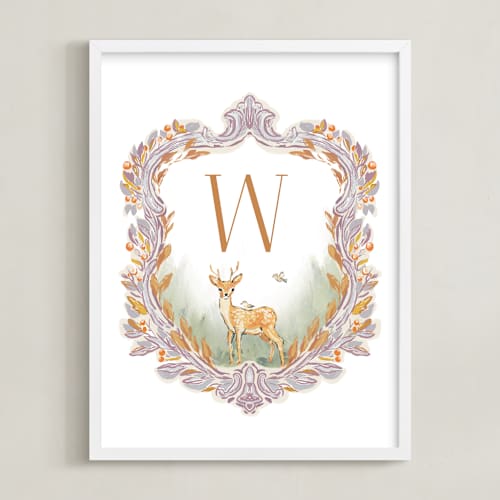 This is a lilac nursery wall art with standard by Lucrecia Caporale called the little one’s crest