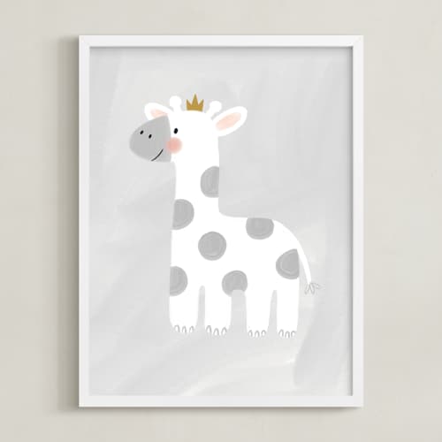 This is a soft grey nursery wall art with standard by Patrice Horvath called dream big elephant and giraffe
