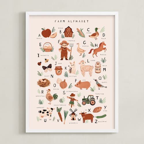 This is a sand nursery wall art with standard by Vivian Yiwing called farm alphabet