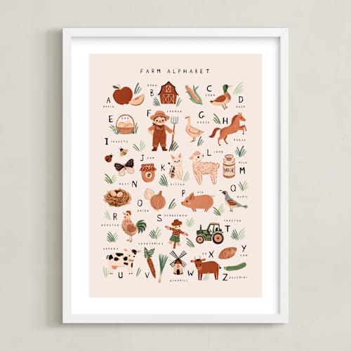 This is a sand nursery wall art with standard by Vivian Yiwing called farm alphabet