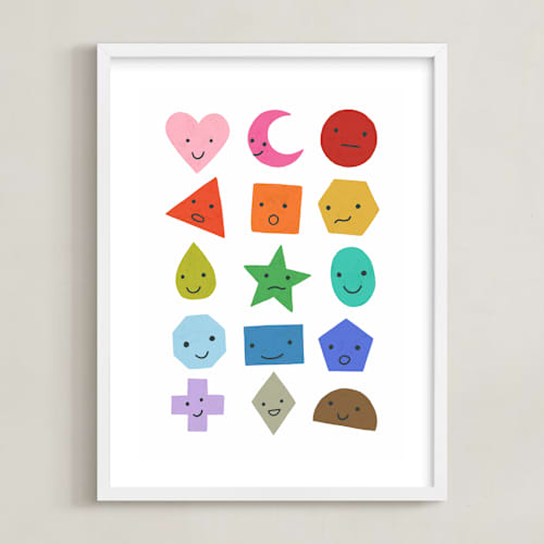 This is a rainbow nursery wall art with standard by Kelly Watkins called rainbow shapes