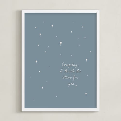This is a ocean blue nursery wall art with standard by Brittney Jensen called thank the stars
