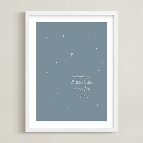 This is a ocean blue nursery wall art with standard by Brittney Jensen called thank the stars
