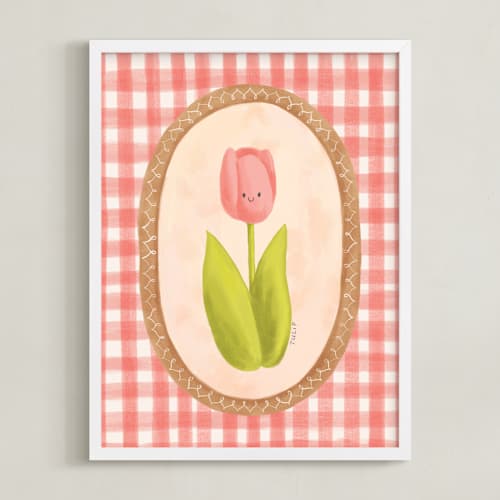 This is a apricot nursery wall art with standard by Kate Vories called my little tulip