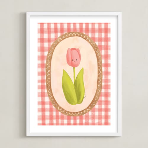 This is a apricot nursery wall art with standard by Kate Vories called my little tulip