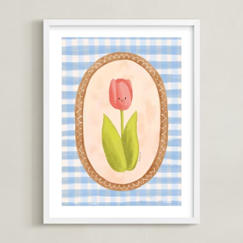 This is a blueberry nursery wall art with standard by Kate Vories called my little tulip