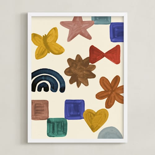 This is a muted nursery wall art with standard by Sumak Studio called shapes of the world 1