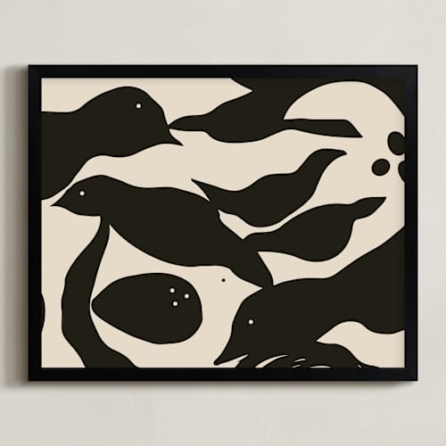 This is a black art with standard by Mary Ketch called swimming birds