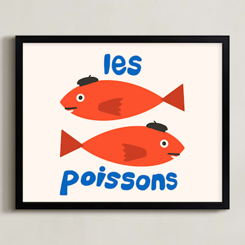 This is a scarlet kids wall art with standard by Morgan Kendall called french fish