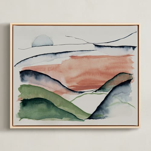 This is a blush art with standard by Janelle Cunningham called abstract sunrise in the hills