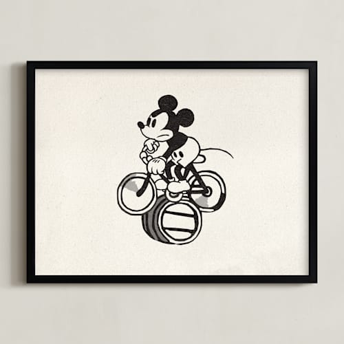 This is a craft disney art with standard by Sumak Studio called mickey is riding the bicycle backwards