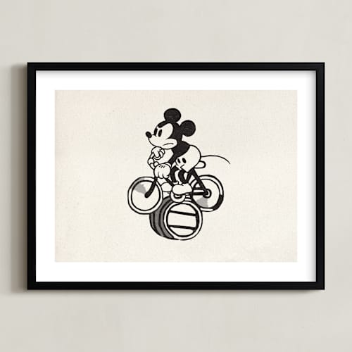 This is a craft disney art with standard by Sumak Studio called mickey is riding the bicycle backwards