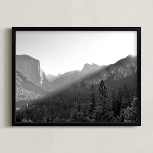 This is a black & white art with standard by Sea and Sky called yosemite first rays