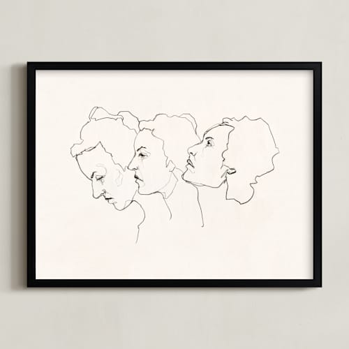 This is a eggshell white art with standard by Kirsta Benedetti called three faces