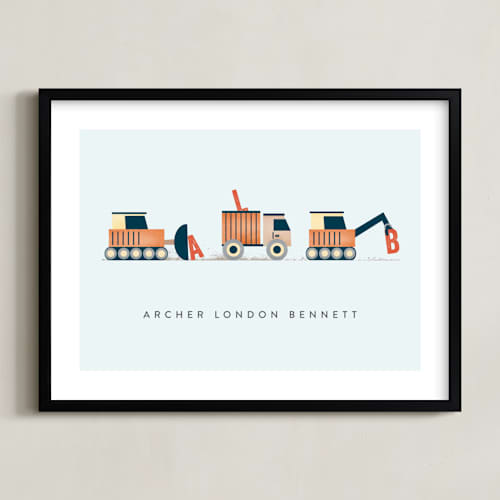 This is a tangerine personalized art for kids with standard by Erica Krystek called trucker monogram