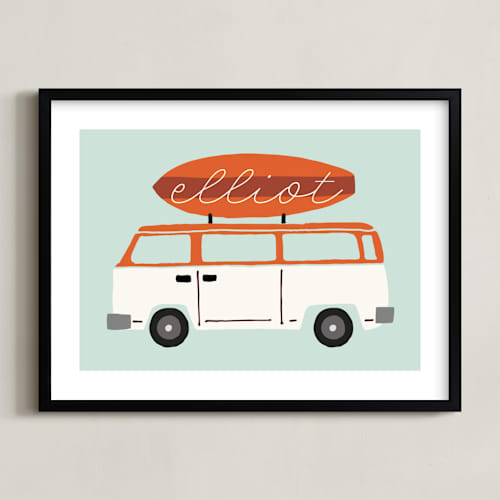 This is a wave personalized art for kids with standard by JeAnna Casper called surfboard