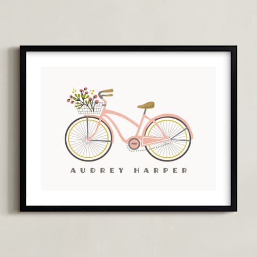 This is a blush personalized art for kids with standard by Karidy Walker called beach cruiser