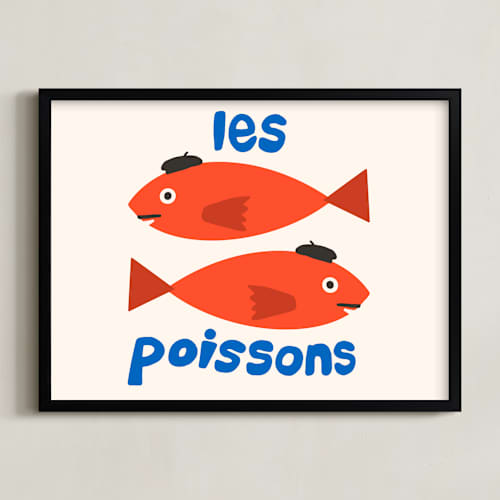 This is a scarlet kids wall art with standard by Morgan Kendall called french fish