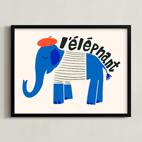 This is a blueberry kids wall art with standard by Morgan Kendall called french elephant