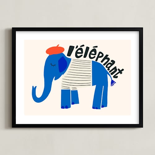 This is a blueberry kids wall art with standard by Morgan Kendall called french elephant