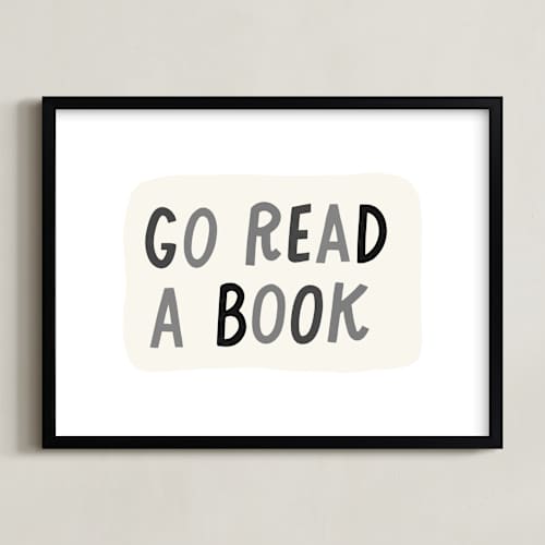 This is a ink kids wall art with standard by Rachel K. Swanson called go read a book