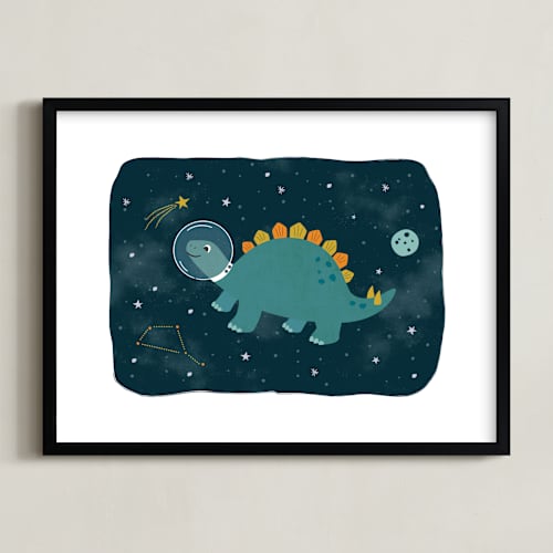 This is a jurassic art with standard by Annie Holmquist called dinos in space 2